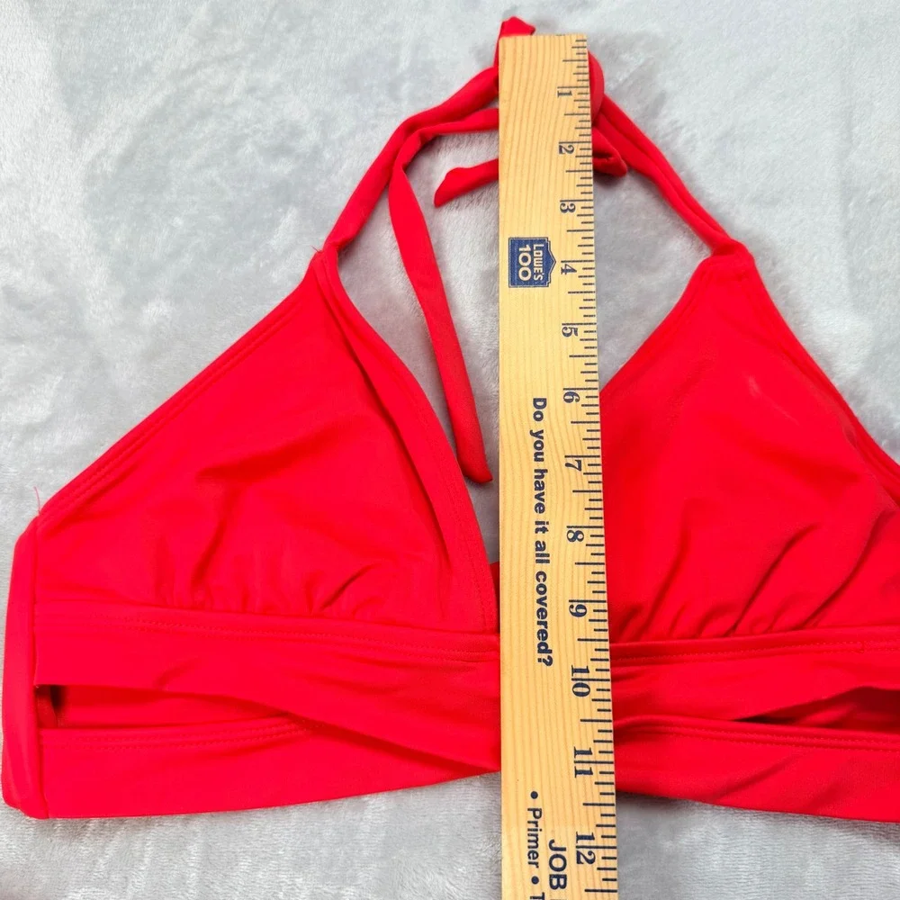 Shade & Shore Red Floral Swim Skirt and Halter Bikini Top Set Size Medium